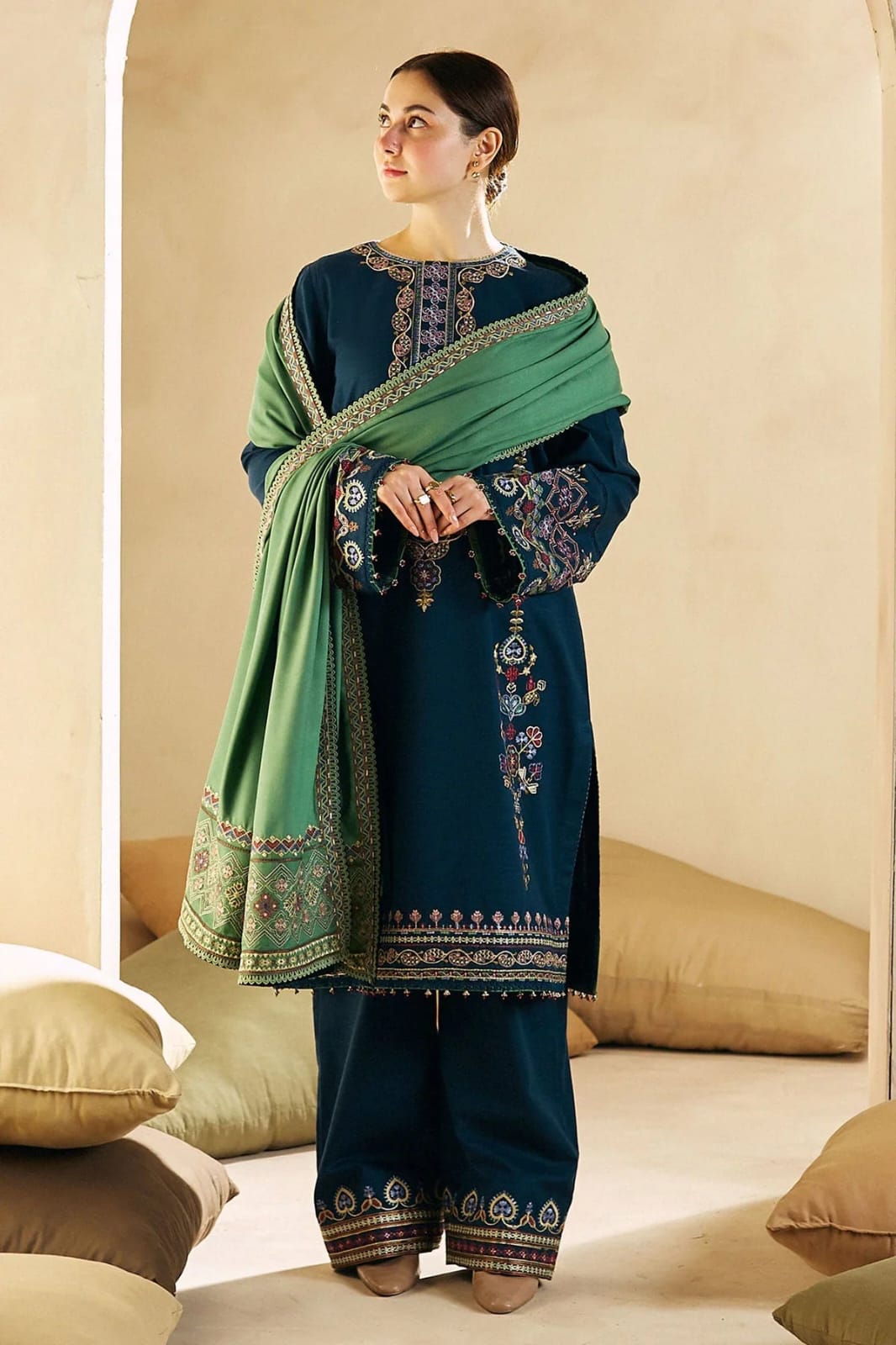 zara shah jaha embroidere dhanak dress