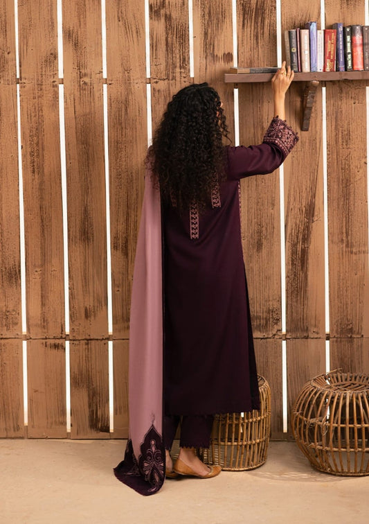 Zarqash unstitched embroidered dhanak dress